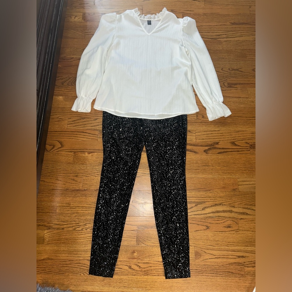 SHEIN Black and White Speckled Leggings and Blouse